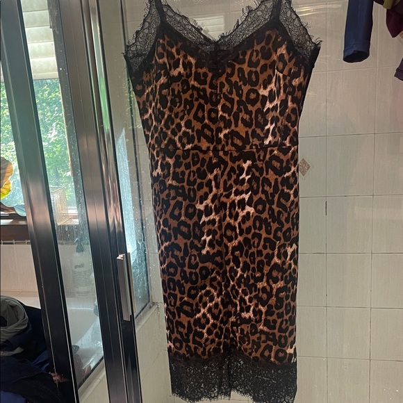 VENUS Leopard Print Chemise with Black Lace - Picture 1 of 8
